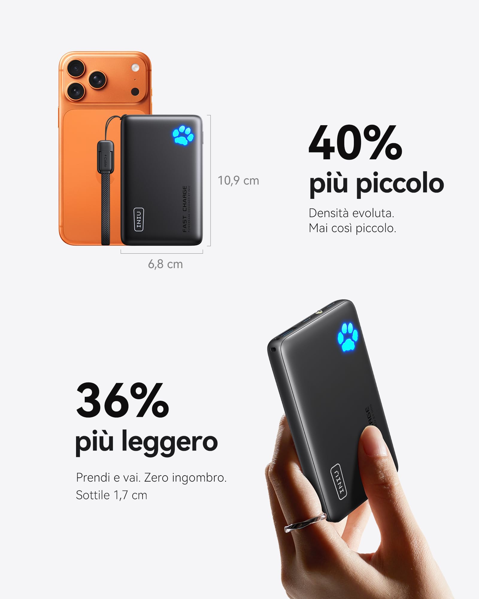 INIU Power Bank, Piccolo 45W Ricarica Rapida 10000mAh Caricatore Portatile — immagine 13 di 16