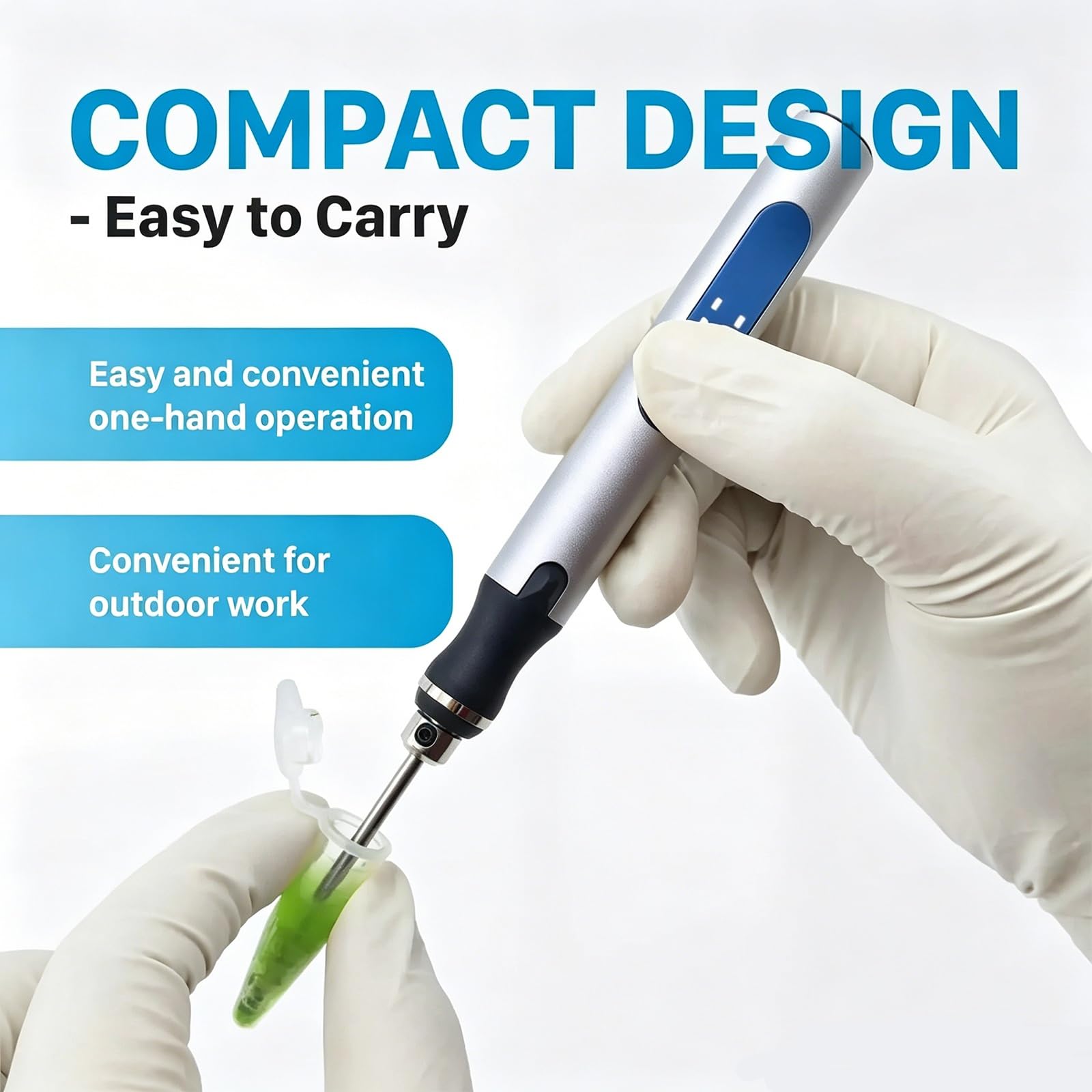 Homogeneizador de Tejidos Portátil, Mini Triturador de Laboratorio con 3 Velocidades (5000/10000/18000 rpm), Recargable, Incluye 3 Pistilos de Molienda Metálicos; Ideal para la Preparación de Muestras