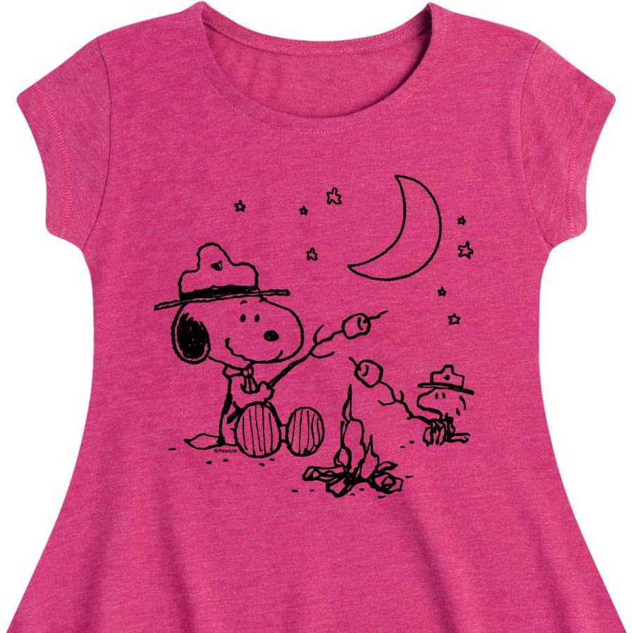 HYBRID APPAREL - Peanuts - Snoopy Camping - Toddler and Youth Girls Fit and Flare Dress2