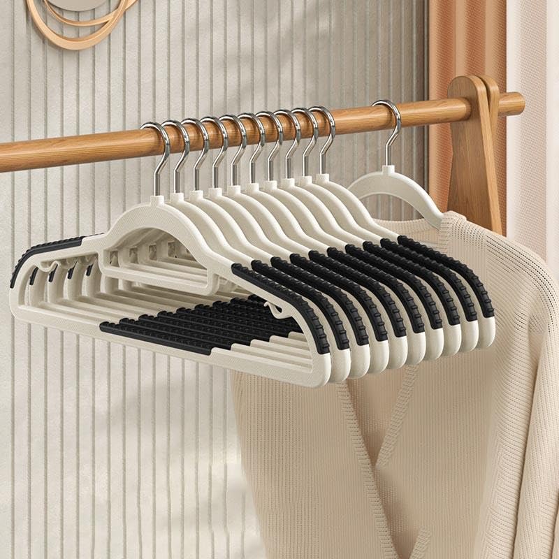 Image of Anti Slip Clothes Hangers - Space Saving Dry & Wet Hangers with Non-Slip Pads - Heavy Duty Coat, Suit, Underwear, Pants, Shirts - Grey (6)
