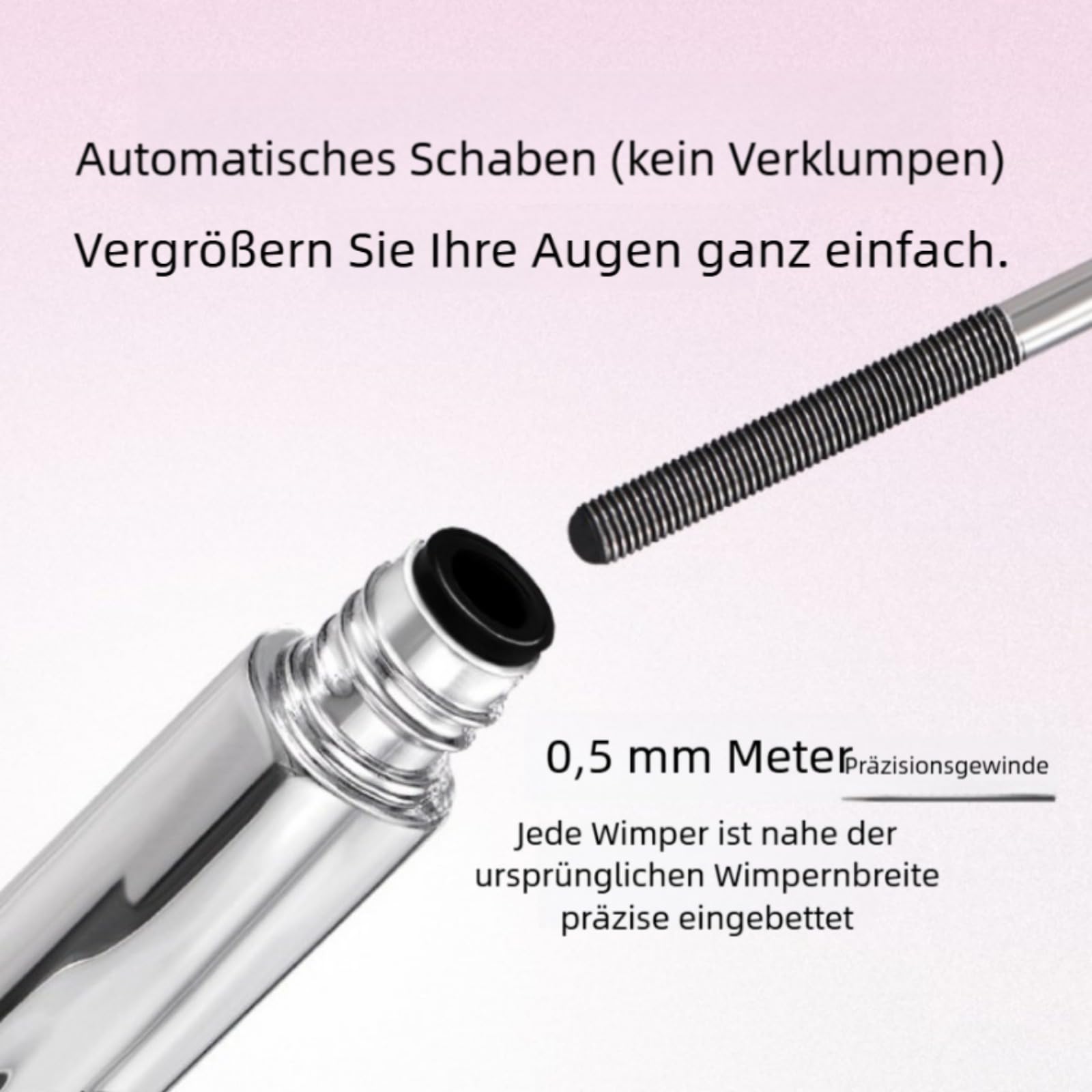 Iron Eye Mascara – 0,5mm Metallbürste, wasserfest, wischfest, mit Vitamin E für gepflegte Wimpern, klumpenfrei (2 Artikel)