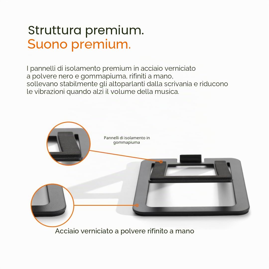 Audioengine DS2MDiffusore Supporti in metallo per diffusori da scaffale in acciaio inclinati - Nero (coppia)