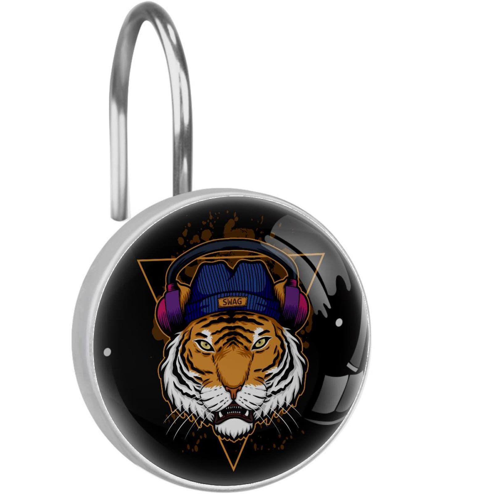 Crochets de rideau de douche tigre en acier x12 pour salle de bain