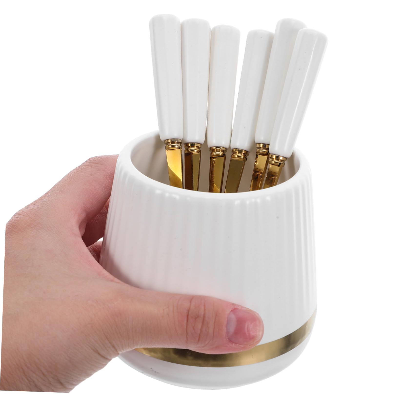 ABOOFAN Pot de rangement à cuillère à fourche petites cuillères à fruits porte-couverts pour la fête porte-couverts pour comptoir céramique
