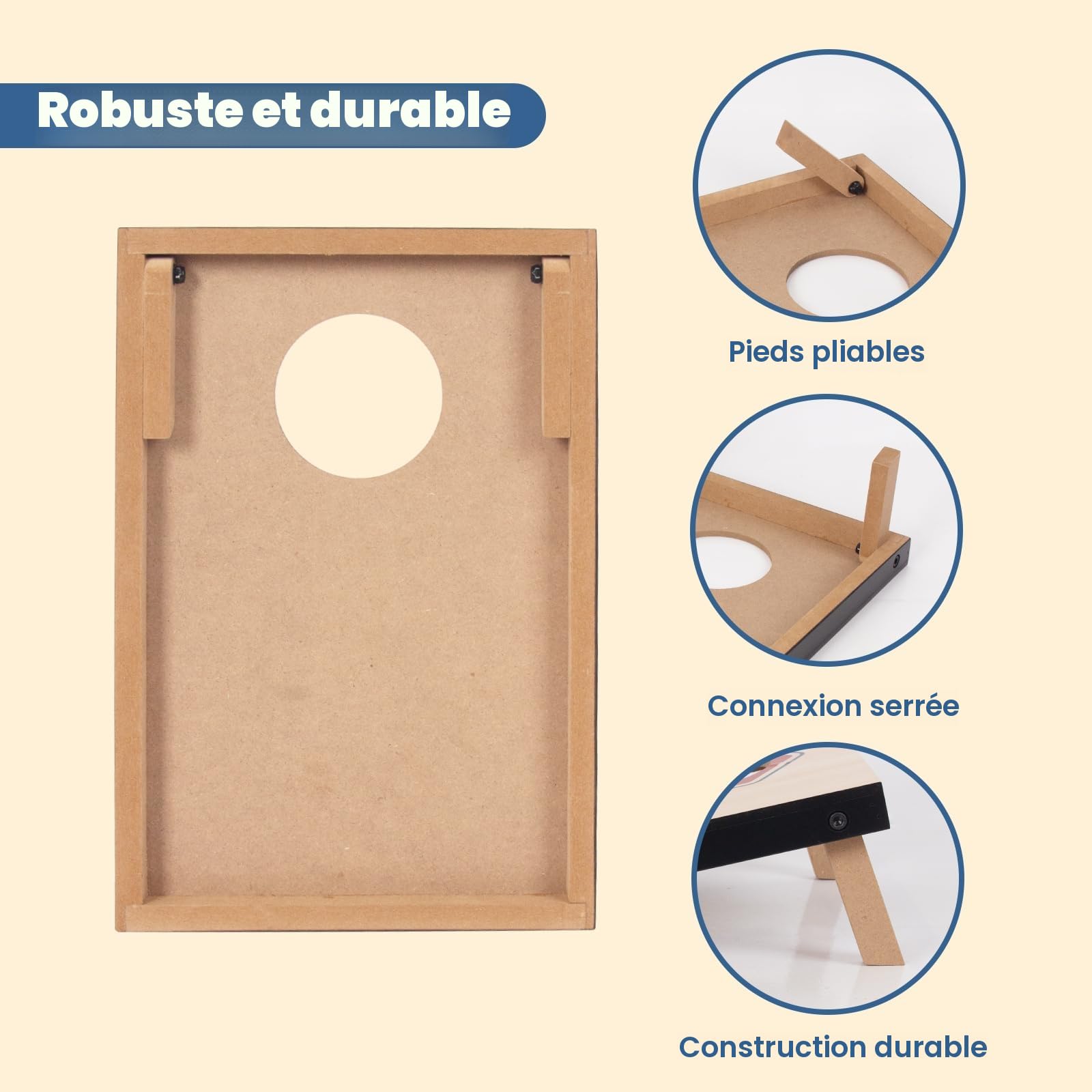 Jeu de cornhole d'extérieur jeu de lancer pour enfants et adultes avec 8 sacs de sable et 2 planches de cornhole jeu de plage