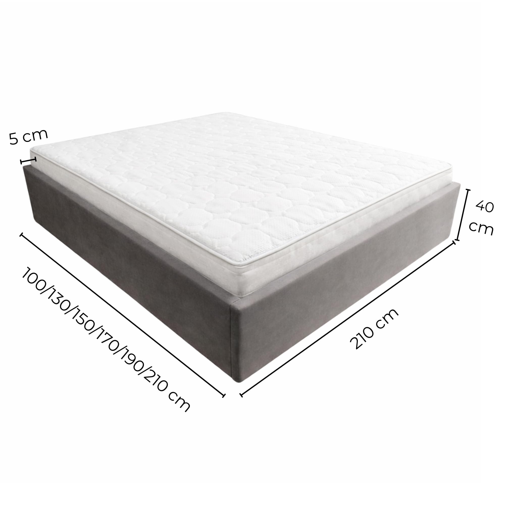 Angelo Lit Coffre Velours, sommier à Lattes Gris Harmonie Parfaite 200X200