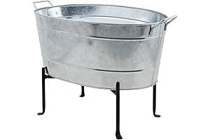 Achla Oval Wash Tub with Stand for Laundry, Cleaning, or Soaking