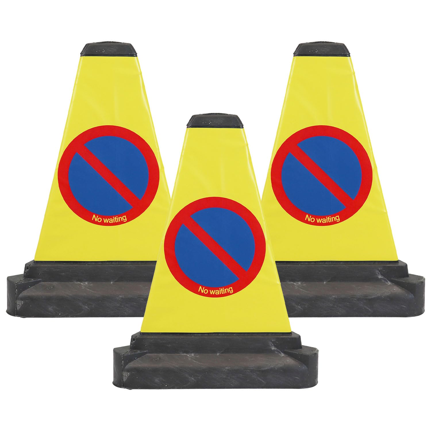 3-Sided No Waiting Bollard | 500mm High Traffic Cone, Recycled PVC, Stackable Design - High Visibility Safety Marker for Events, Roads & Sites (3)