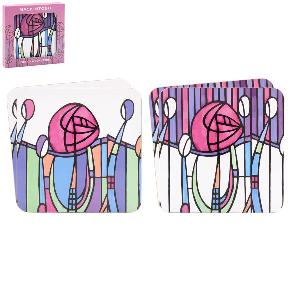 The Leonardo Collection Mackintosh Coasters Set of 4 | Two assorted For Home & Office | Stylish Coaster For Kitchen, Dining | Ideal Drinks Coasters For Tabletop | Decorative Home Accessories for Table