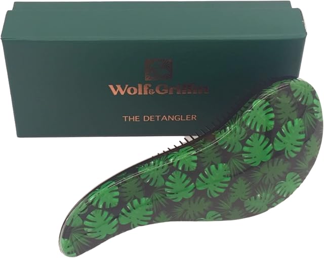 Wolf & Griffin - The Detangler Hair Brush | Tame Wet, Dry, Curly, Fine and Long Hair With Ease | Jungle Green