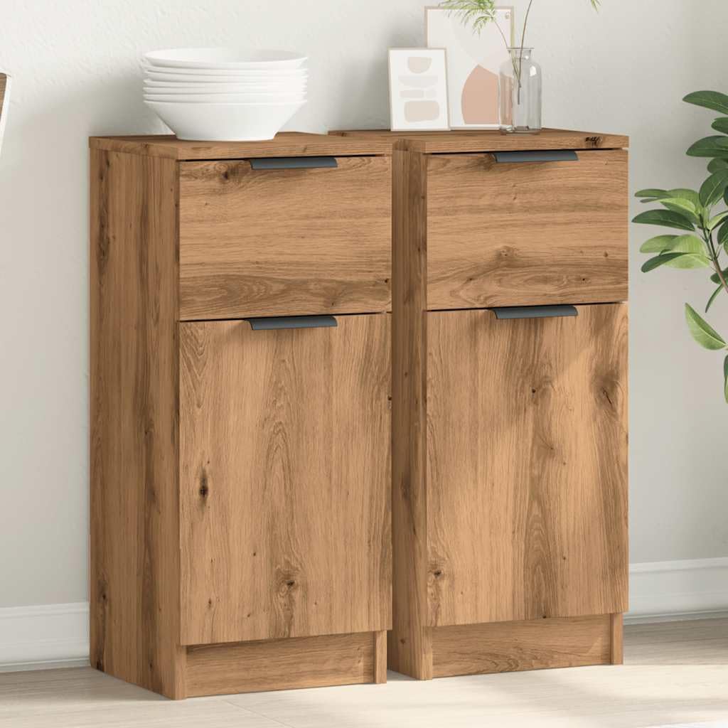 vidaXL Sideboards 2 STK. Artisan-Eiche 30x30x70 cm Holzwerkstoff, Schrank, Lagerschrank, Home-Organizer, Anrichte, Beistellschrank, Wohnzimmerschrank
