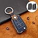 ontto Coque de clé de Voiture pour VW Polo Golf 7 MK7 T-Roc Tiguan Touran Skoda Octavia Fabia Seat Leon Ibiza Cas pour télécommande de clé Voiture en Cuir Protection de clé avec Porte-clés-Bleu