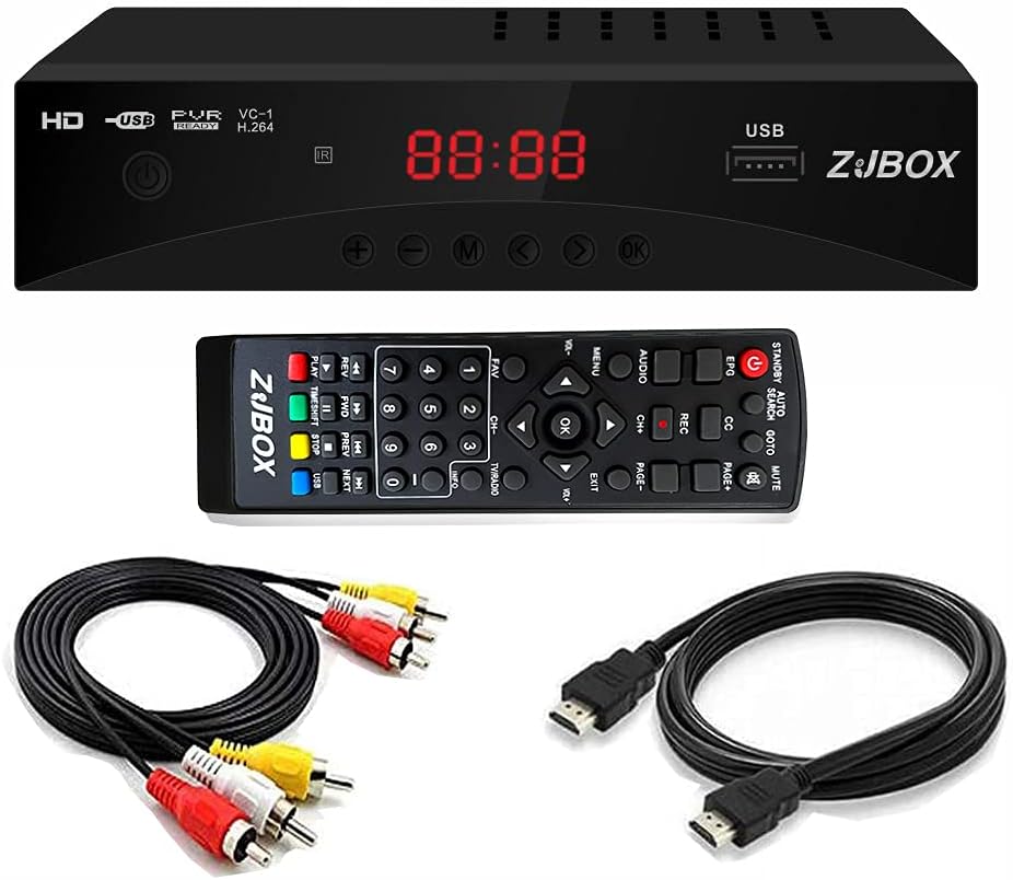 Digital TV Converter Box, ATSC Cabal Box - ZJBOX for Analog HDTV Live1080P with PVR Recording&Playback,HDMI Output,Timer Setting TV Tuner Function Set Top Box Digital Channel Free