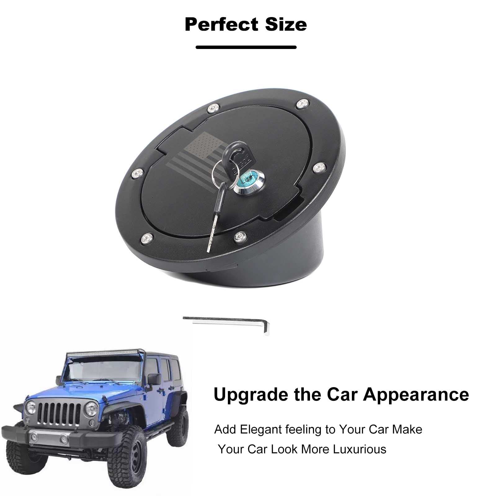 Fuel Filler Door Locking Gas Tank Cap Cover Decoration Exterior Accessories for Jeep Wrangler TJ 1997-2006 (US Flag)