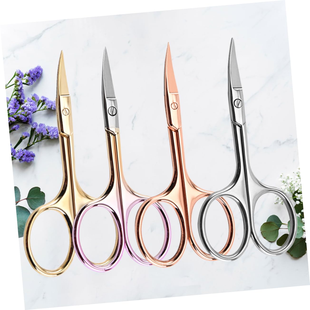 FRCOLOR Lot de 12 ciseaux à barbe pour couper les sourcils, ciseaux à nez incurvés, ciseaux pour poils de nez pour hommes, barbe, nez de beauté, inoxydable, chien, visage, coude, homme