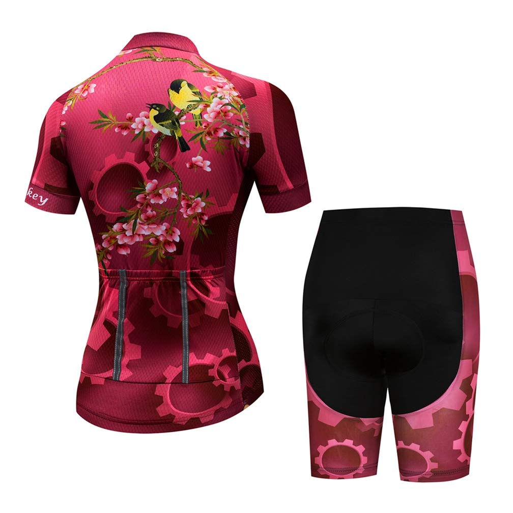 Womens Cycling Jersey Sets Sports Breathable Padded Cycling Clothing Cycling Wear Summer Gear Red M