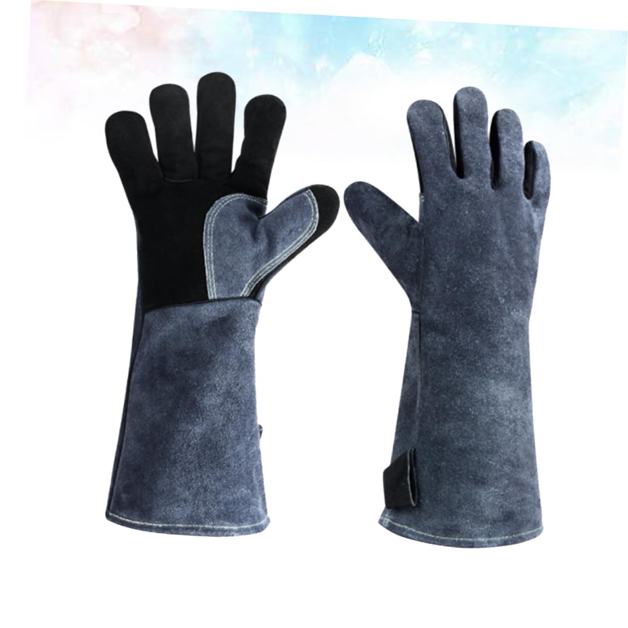 Guanti Resistenti al Calore per Barbecue in Cuoio Nero 1 Paio | Grill e Mig, Facili da Indossare e Togliere, Protezione Termica, Uso All’aperto