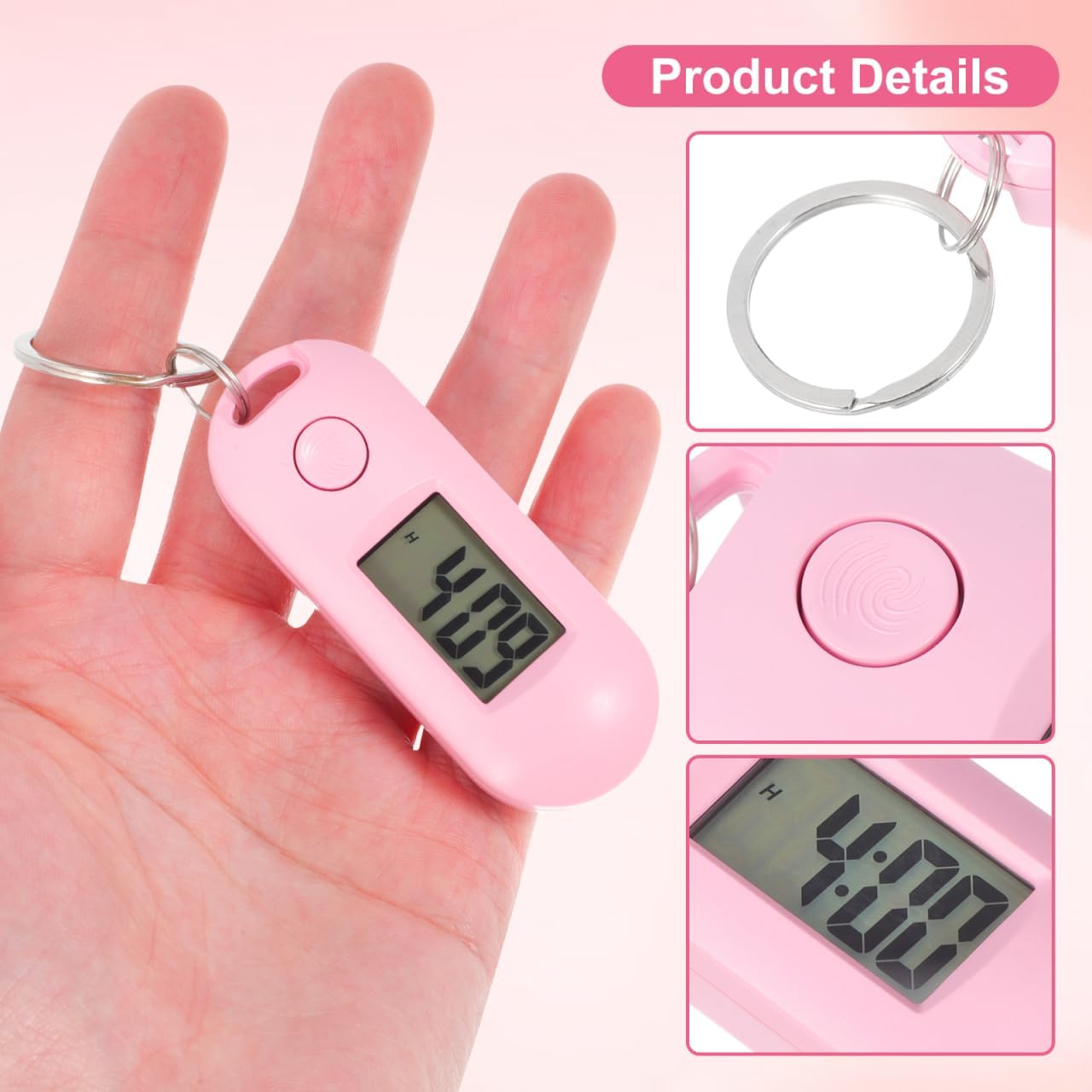 Keychain Pocket Watch: LED Pocket Watch Hanging Digital Clip Clock Keychain Luminous Backpack Keyring for Student,Candy Color
