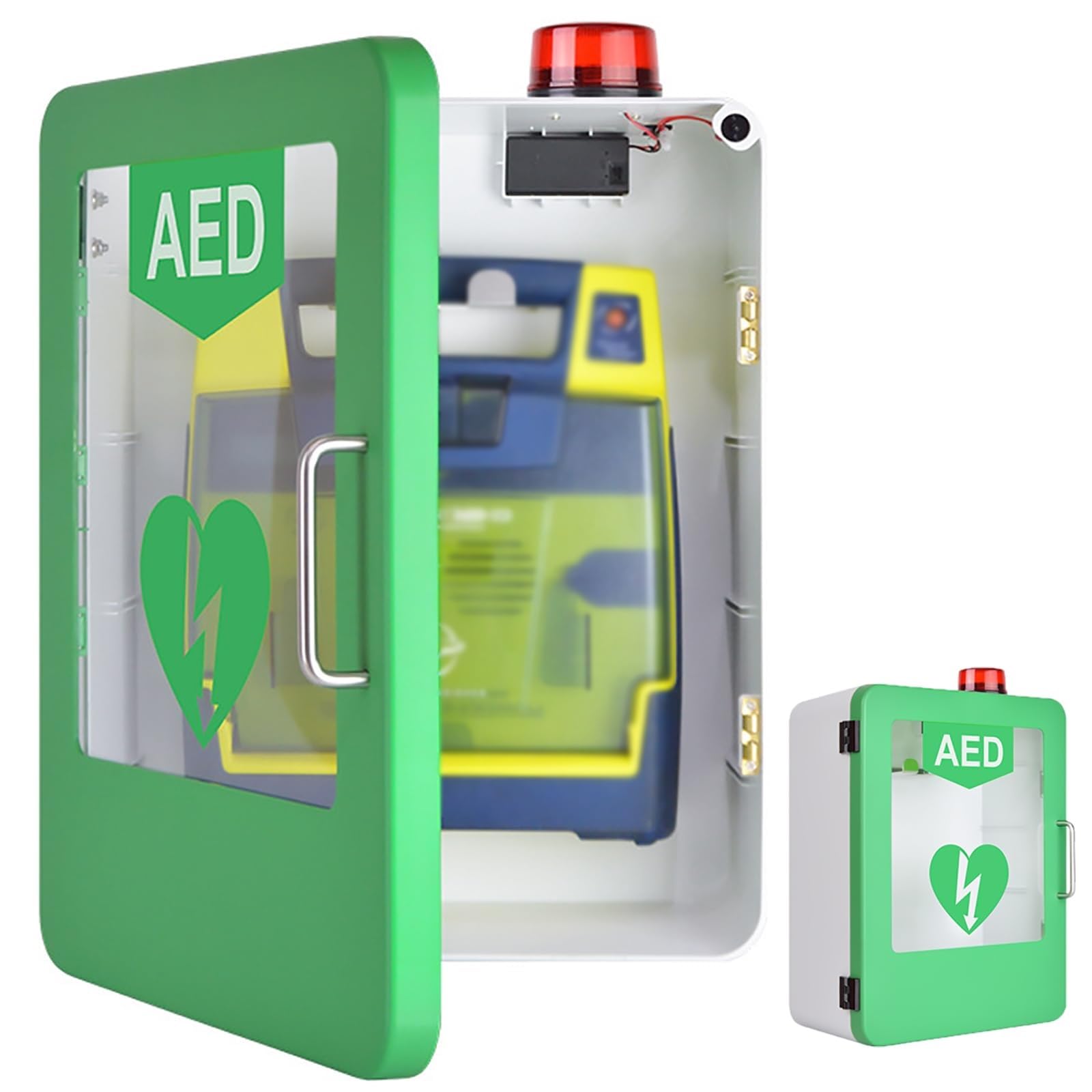 Erste-Hilfe-Defibrillatoren AED-Defibrillator-Aufbewahrungsschrank Mit Schlüssel Und Alarm, Wandmontierter AED-Alarmkasten Aus Stahl, Doppelschaltersteuerung