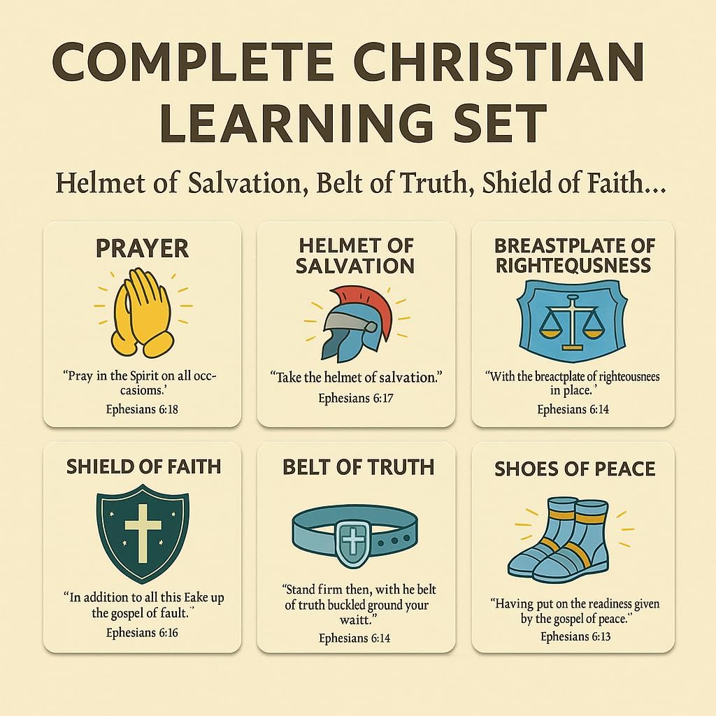 Armor of God Bible Memory Matching Cards – Christian Educational Religious Game for Vacation Bible School, Sunday School, Classroom Activities, Family Fellowship Supplies