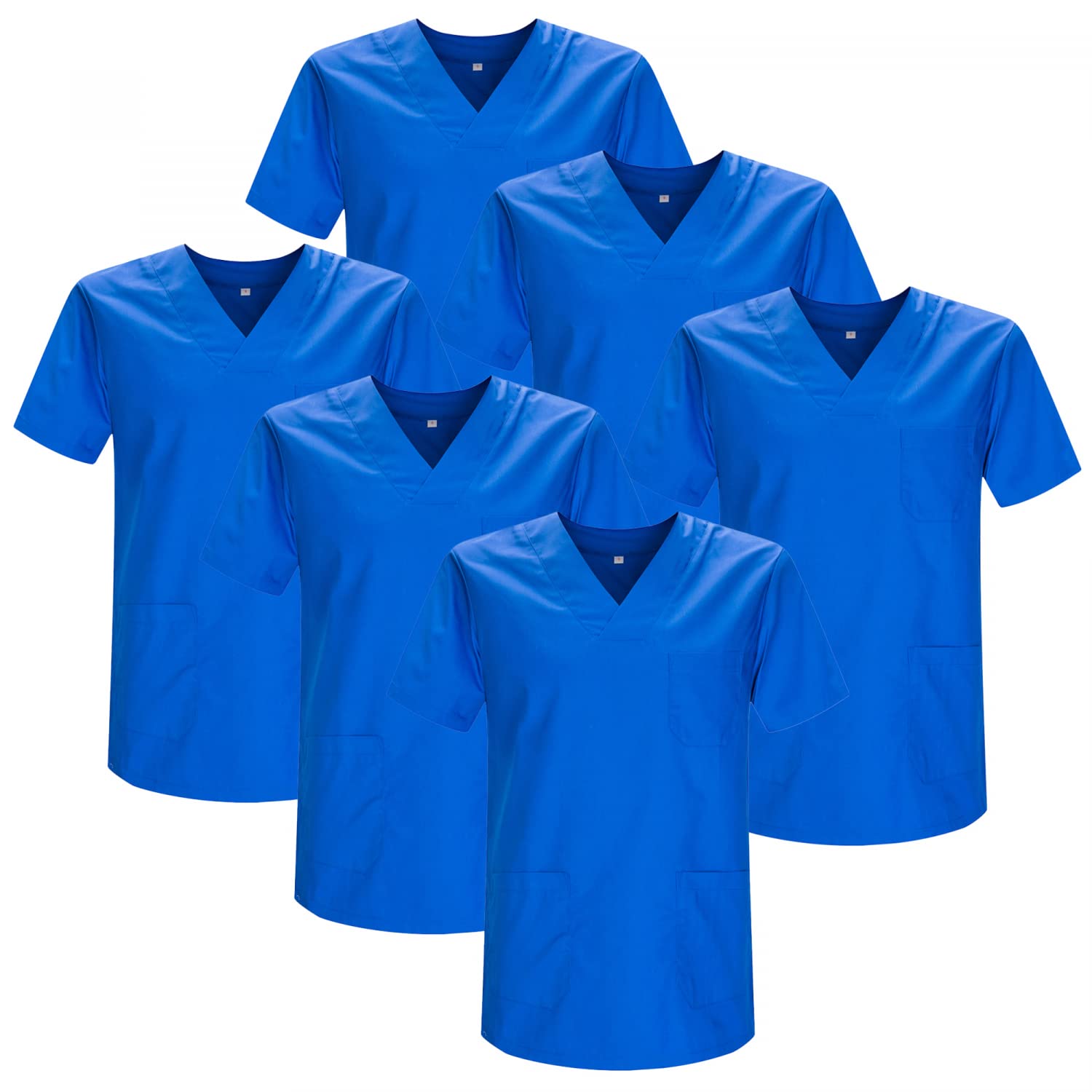 MISEMIYA - Opakowanie 6 sztuk - Sanitarny Unisex MEDYCZNY Pielęgniarka Mundurowi Sanitarne, Niebieski Royal 21, XS
