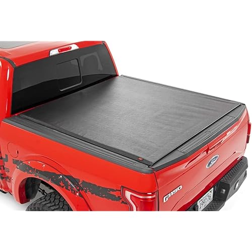 Rough Country Soft Roll-Up Truck Bed Cover for Ford F-150/Lightning & Raptor (2015-2025) - Fits 5'7 (67") Bed, Weather-Resistant Tonneau Cover