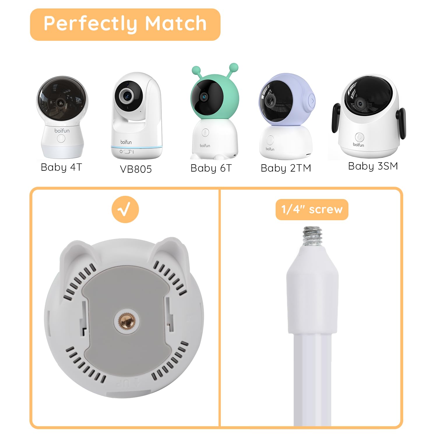 BOIFUN Universal Baby Monitor Mount with 1/4”-20 UNC Thread, No Drill Desk Clamp with Anti-Slip Pad - Image 4
