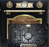  Gas Herdset Autark Kaiser Empire Black/Elektro Einbau Backofen 67L + Gaskochfeld 90cm /Einbaubackofen/Gas Kochfed/Gasherd mit 5 Hochwertigen Brennern/Turbo WOK Brenner 3,8kW/Erdgas/Propangas/
