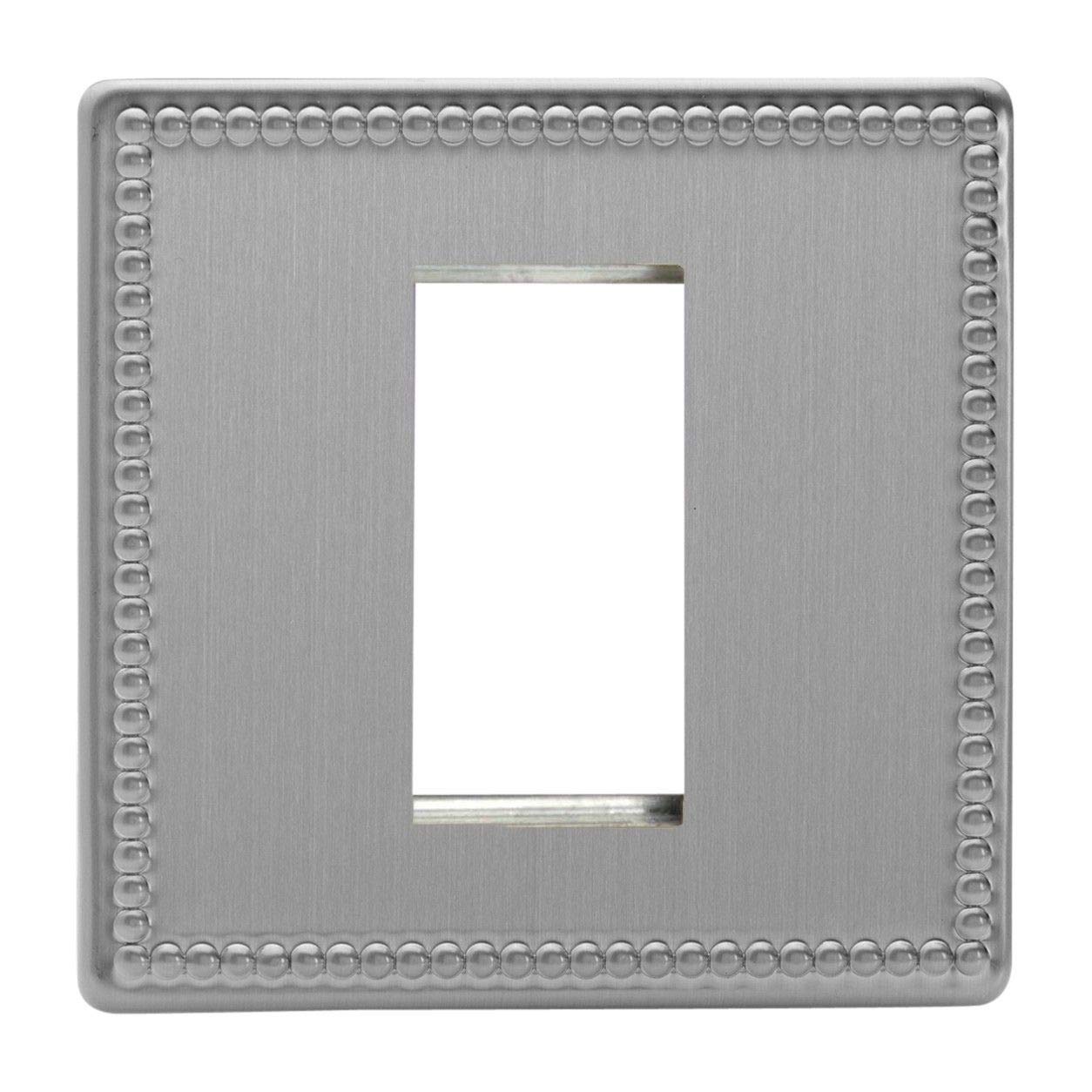 XDYG1S.JS Varilight Single Size Data Grid Face Plate For 1 Data Module Width, Dimension Screwless Jubilee Brushed Steel