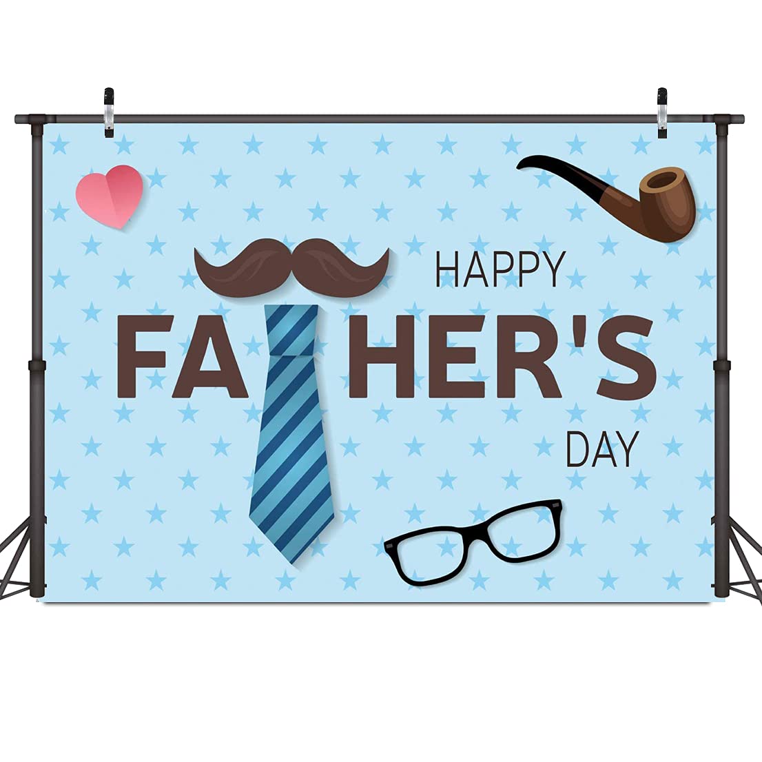 Dudaacvt 7x5ft Happy Father's Day Backdrop Blue Background Tie Photography Studio Props Party Decoration D433