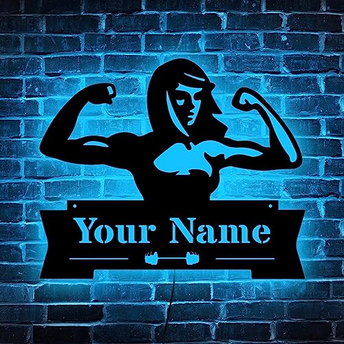 Letrero de Neón Personalizado para Mujer de Gimnasio - Regalo para Gimnasio en Casa, Estudio - Motivación e Inspiración Fitness