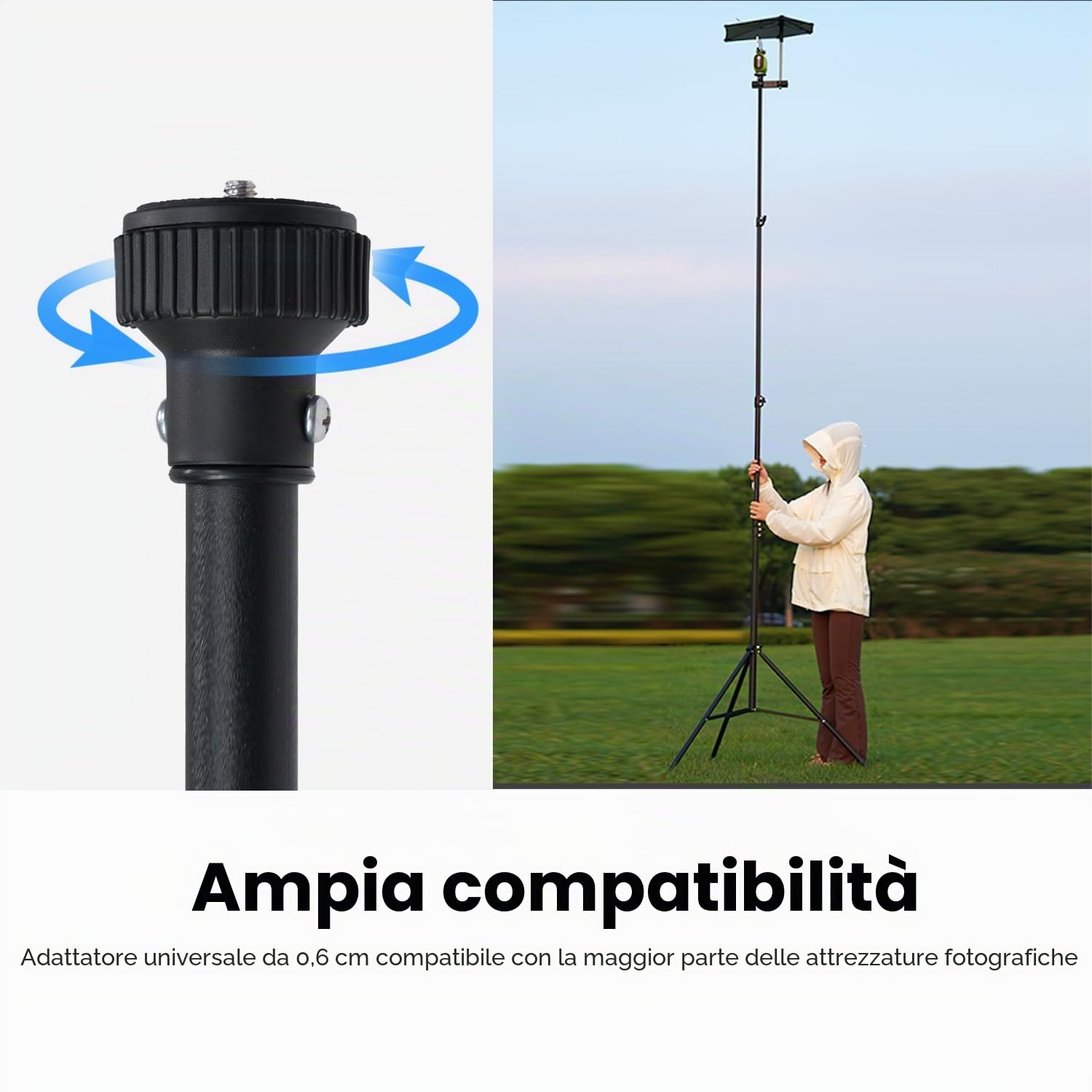 XbotGo Chameleon Update T4 Treppiede per registrazioni di partite di calcio/basket: fino a 4,5 m, supporto extra a sgancio rapido, custodia, piedini antiscivolo, resistente al vento, facile