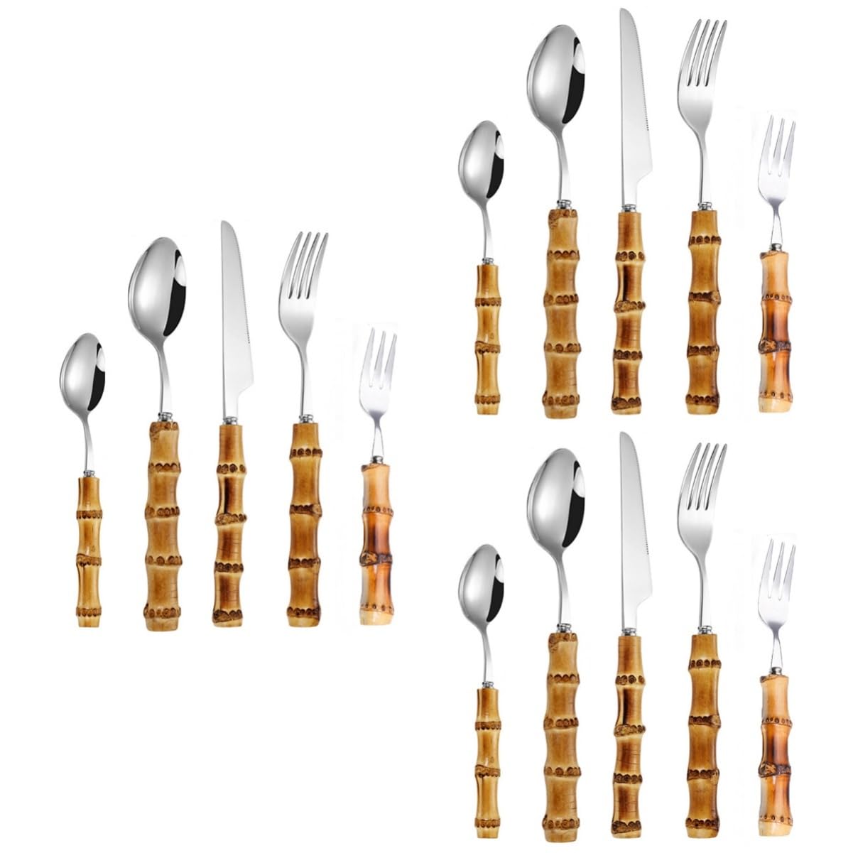 Amosfun 3 Set Set di posate in gadget ciotole da tavola cutlery set kit taglierino cucchiaio posate per cibo occidentale Acciaio inossidabile