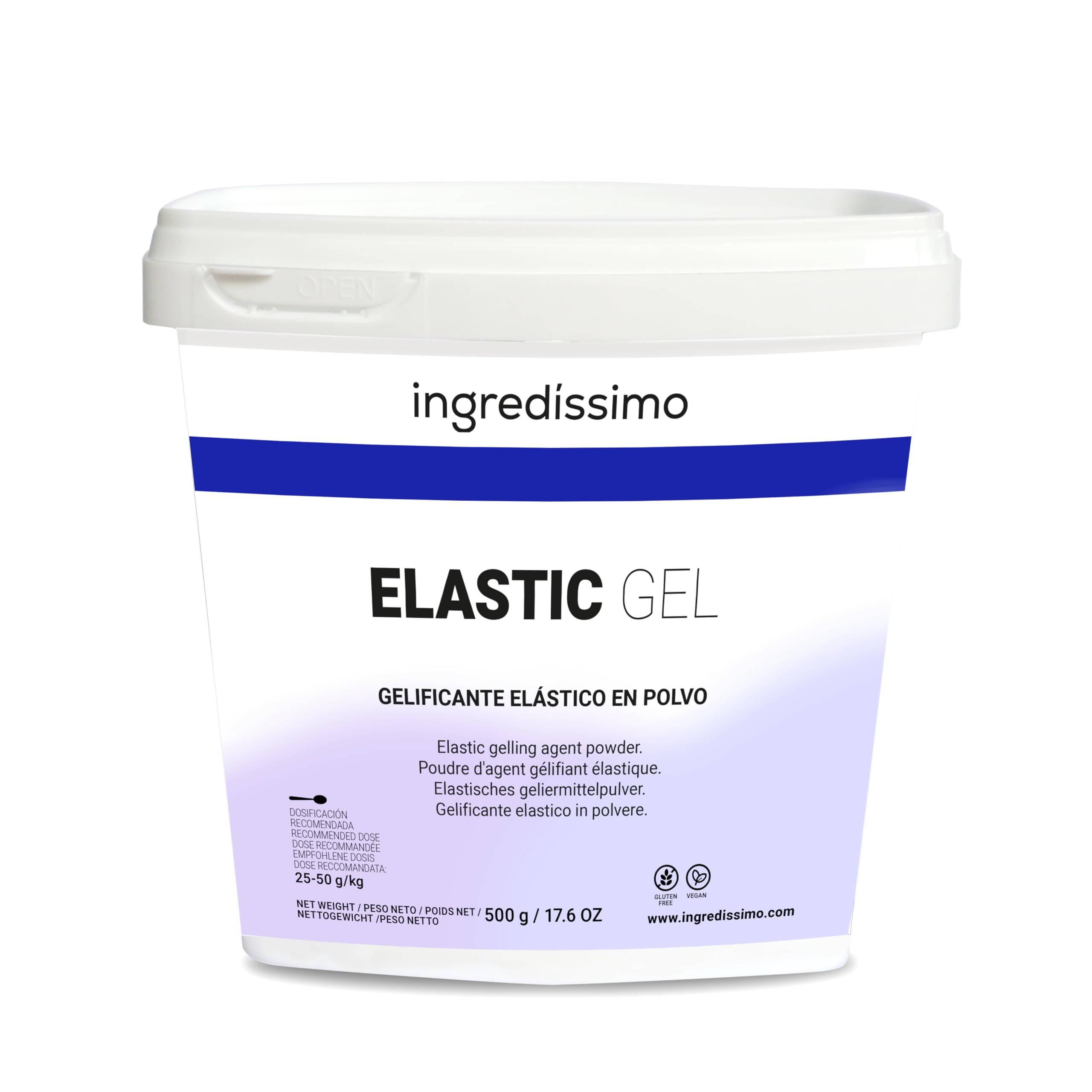 INGREDISSIMO – Elastic gel 650 g – gelificante elástico en polvo – uso culinario – máxima elasticidad – sin gluten – apto para veganos – sabor neutro