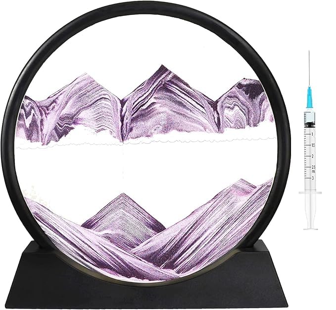 Image of Redvant Moving Sand Art Picture Glass Liquid Painting 3D Natural Landscape showpieces for Home Decor Antique Gifts for Kids Office Desktop Decoration Desk Table Decorative Items (Maroon Sky)