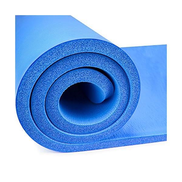 Yoga-Cloud-Extra-Thick-1-Exercise-Mat-with-Shoulder-Sling-25mm-Non-slip-Moisture-Resistant-Foam-Cushion-for-Pilates-and-Working-Out-Ultra-Balance-Support-for-Joint-Health-Physical-Therapy Crown Sporting Goods 1" Yoga Cloud Extra Thick Exercise Mat - 72" x 24" with Carry Strap - Exercise Mats for Home Workout - Yoga and Pilates Exercise Workout Mat - 4X Thick Yoga Mat (Blue)