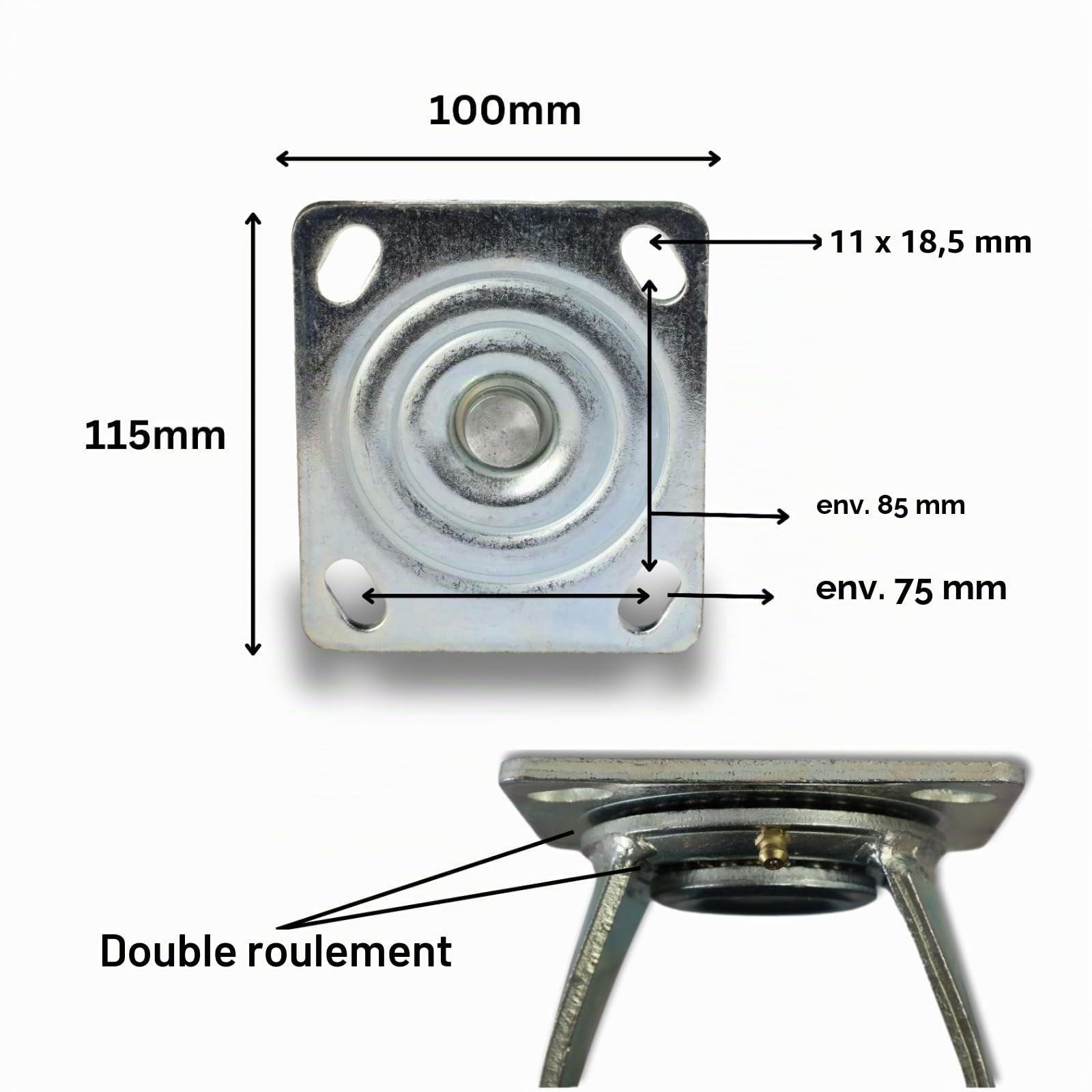 FROSAL Lot de 2 roulettes pivotantes avec frein 260 mm Roulettes de transport pneumatiques pour palettes