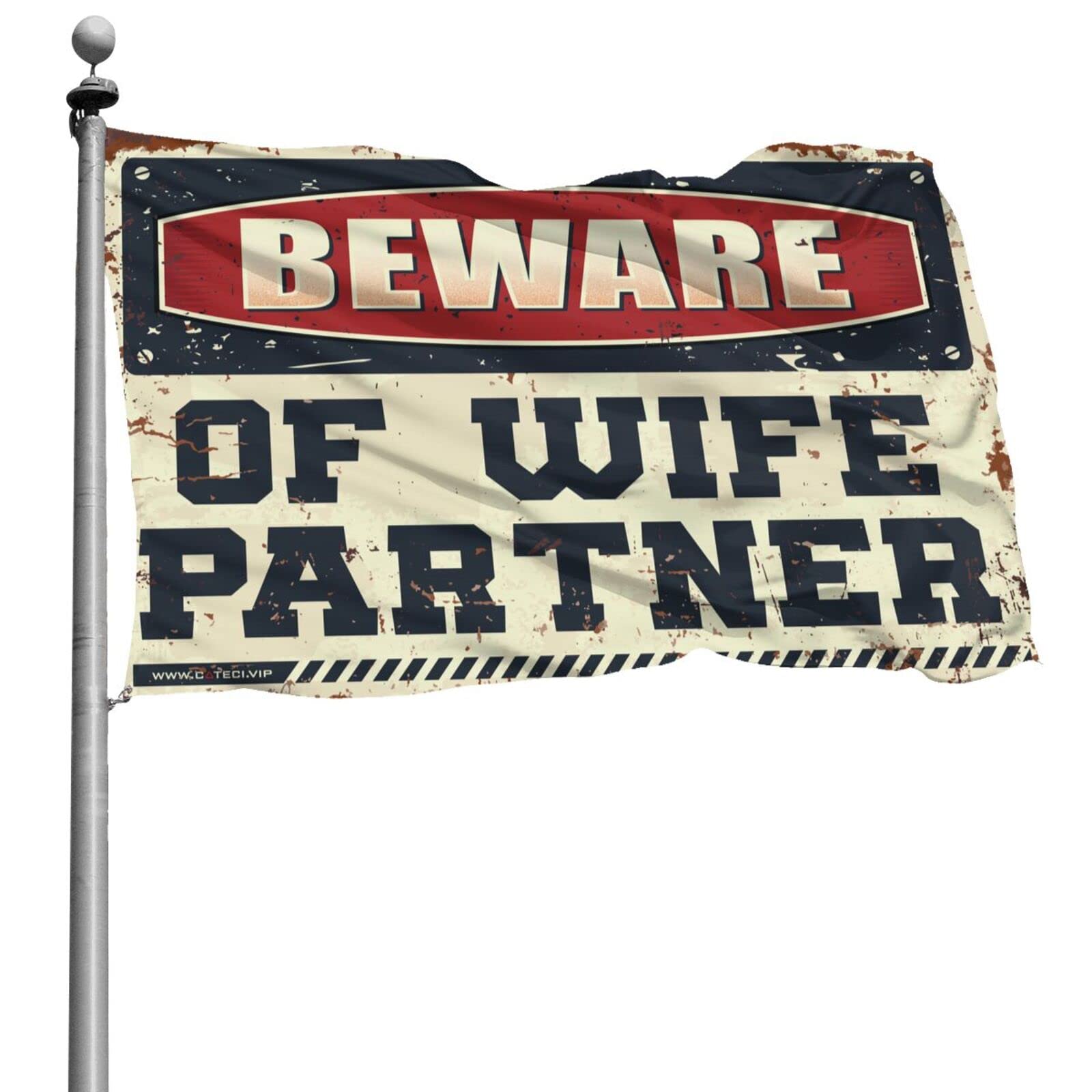 Drapeaux drôles pour chambre fille Inscription Beware of Wife ambiance humour