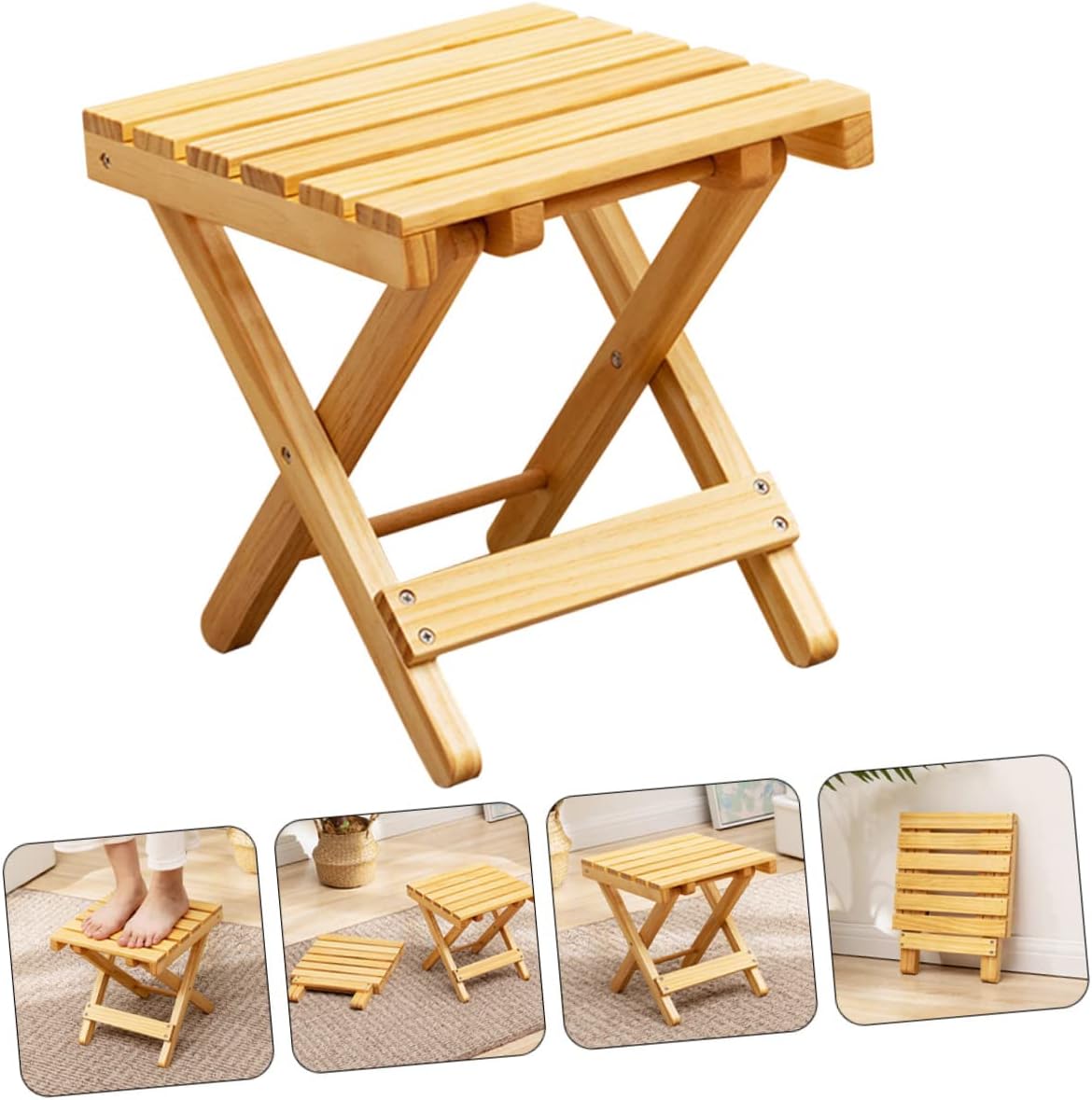 Mobestech Wooden Folding Table for Outdoor Use Portable Square Side Table Compact Acacia Wood Design for Picnics Beach and Garden Parties