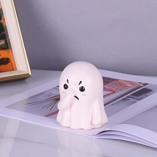 Miniatura 5 de Figura de fantasma de nariz sosteniendo divertida estatua de fantasma de Halloween para decoración de baño o estante, adornos espeluznantes, bonitas
