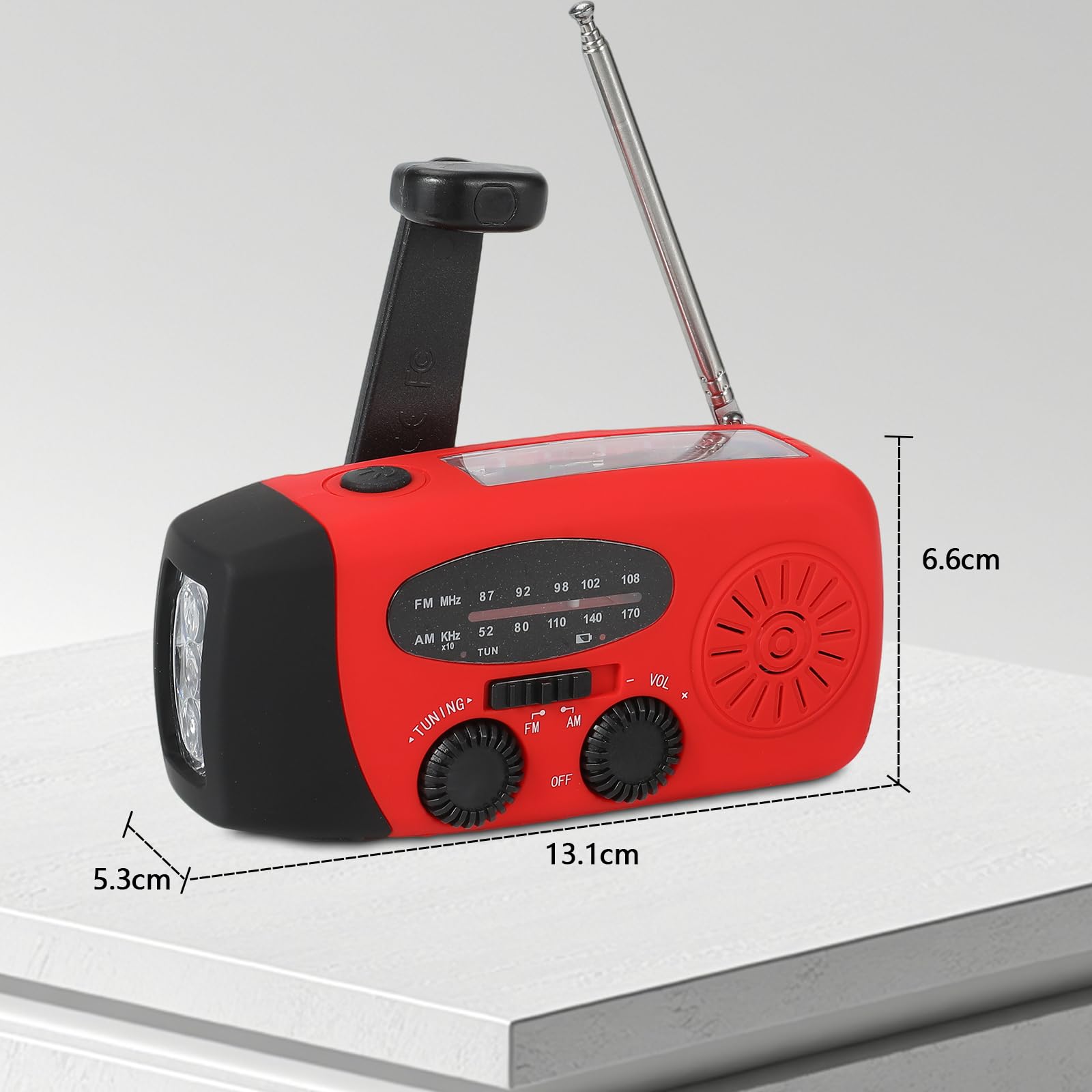 Radio à manivelle solaire LED AM/FM météo recharge téléphone portable camping randonnée urgence jaune