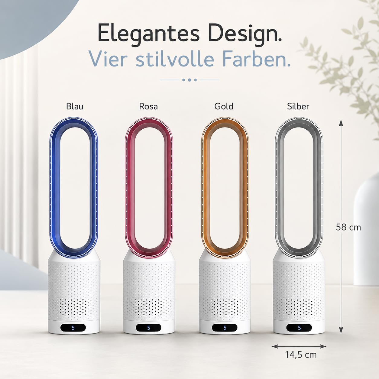 Seladi AirPure V3 | 3-in-1-Luftkühler, UV-Reiniger und Ionisator, Geräuscharmer Flügelloser Ventilator, Tragbarer Tisch und Stand Luftkühler für Alltag, Arbeit und Zuhause (Blau)