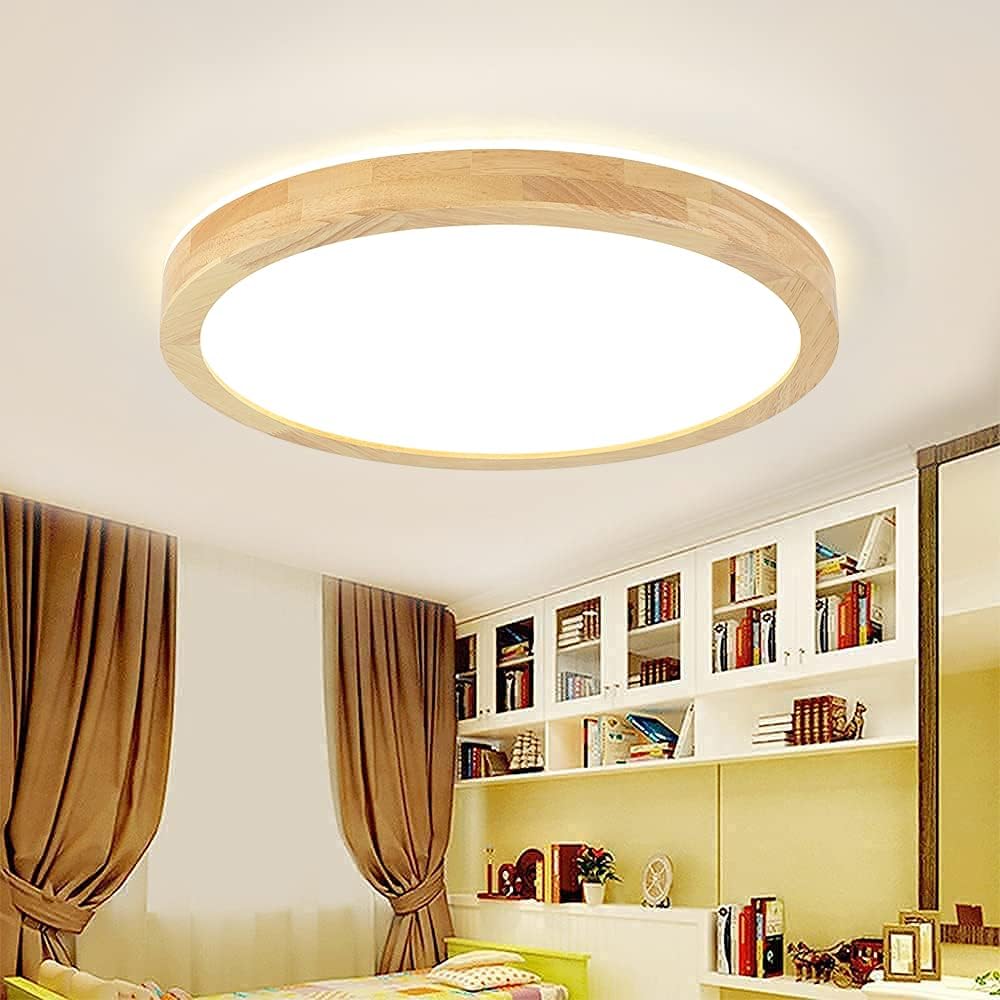 Goomavi Modern Wood Flush Mount Ceiling Light,LED Round Ceiling Lighting Fixture, Acrylic Metal Circle Ceiling lamp for Bedroom, Kitchen,Restaurant, Office,Living Room (15.7",Neutral Light) : Everything Else