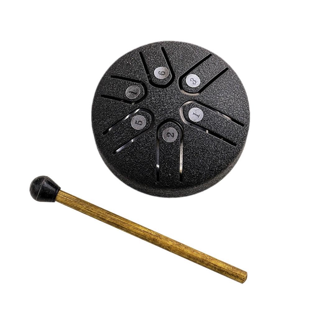 Steel Tongue Drum, 3in 6 Tone Buddha Stones Mini Steel Tongue Drum, Handpan Drum Percussion Musical Instrument Drum, Tongue Drum for Kids Adults Yoga Mind Healing Meditation