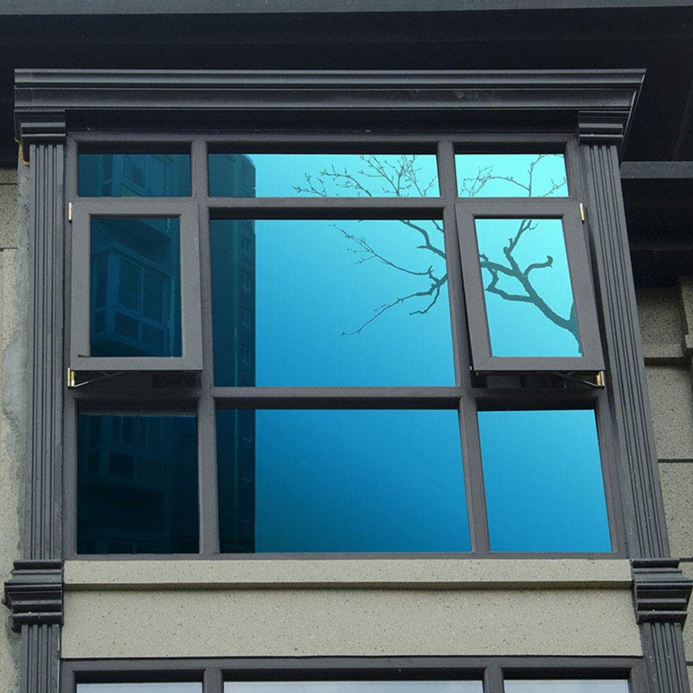 Sunice Blue Silver Window Film One Way Mirror Glass Stickers Heat Control Anti UV Privacy Protection Window Tint 17.5in x 79in