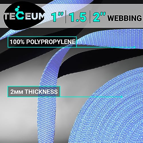 Image of TECEUM 3 /4 inch & 5 /8 inch & 1 inch & 1.5 inch & 2 inch Webbing - 10 25 50 Yards - 40+ Colors - Heavy Duty 1 Inch 1.5 Inch 2 Inch Backpack Straps - Webbing for Outdoors Indoors Crafting DIY