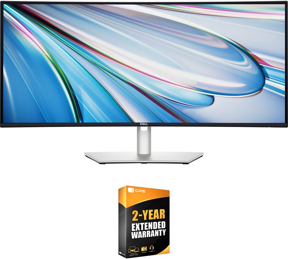 Dell U3425WE UltraSharp 34" WQHD 3440x1440 120Hz 5ms Curved Thunderbolt Hub Monitor Bundle with 2 YR CPS Enhanced Protection Pack