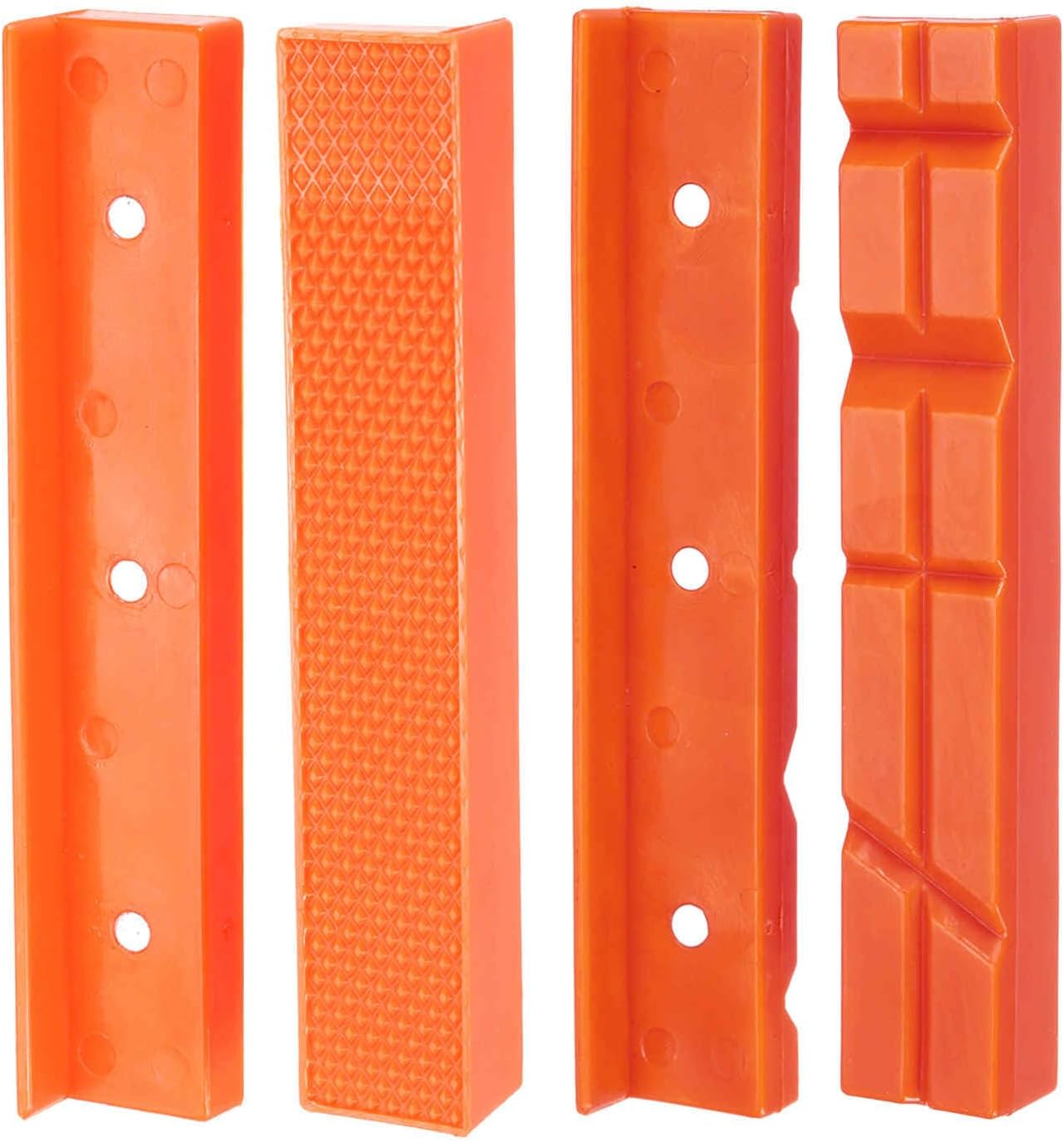 HARFINGTON 2set Magnetic Vise Jaws 6 Inch Magnet Plain Grooves & V-Grooves Soft Rubber Bench Jaw Pads Covers Multi-Purpose Protector for Woodworking Jewelry Making Plumbing, Orange
