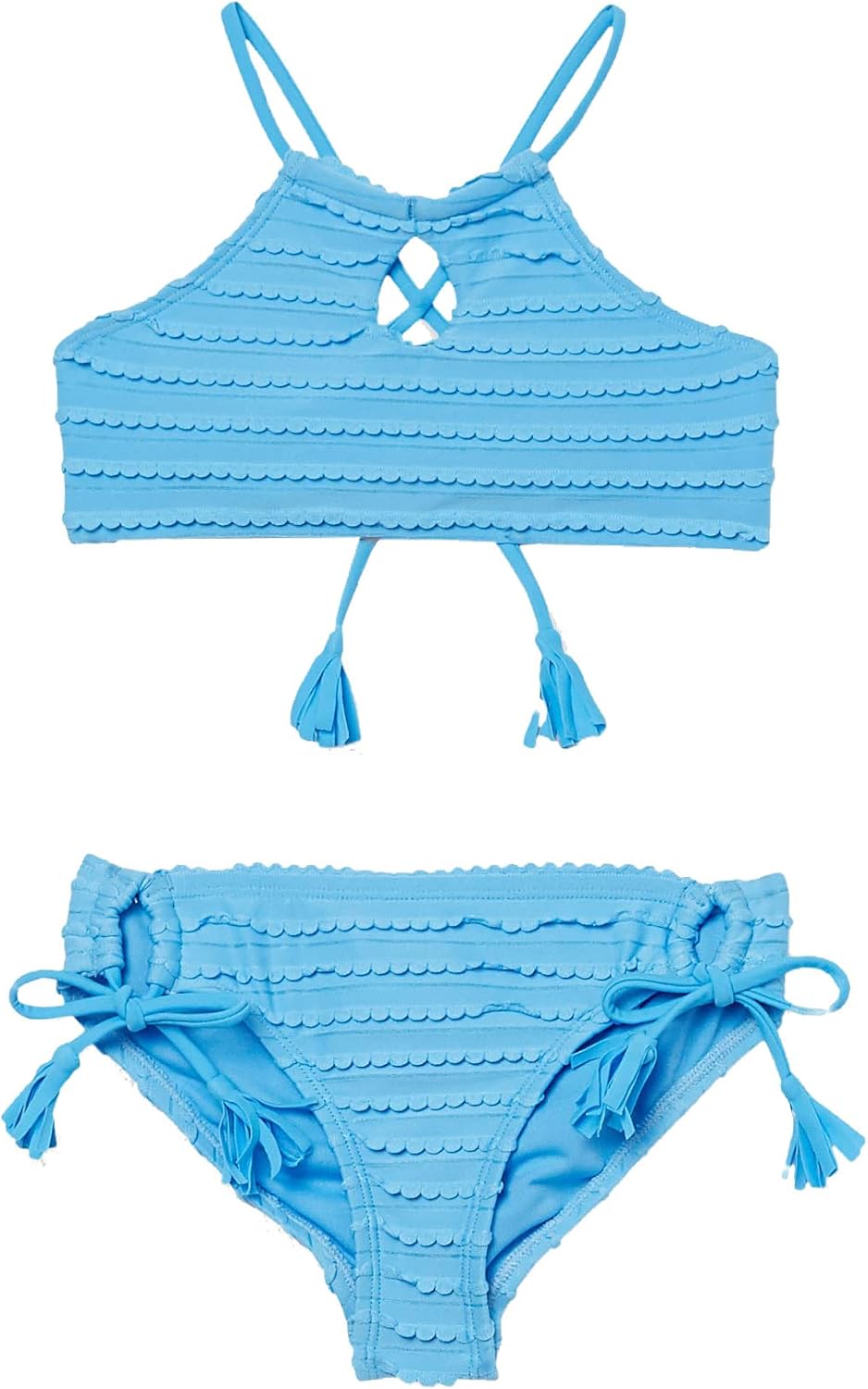 Hobie Girls High Neck Halter Top and Side Tie Bikini Bottom Set