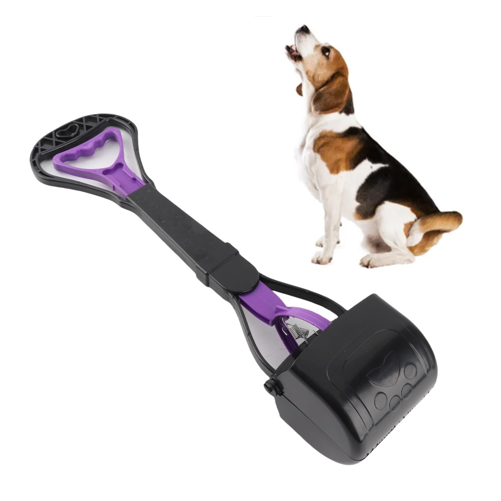 Paletta per Escrementi di Cane con Manico Lungo, Design Ergonomico Esteso con Bocca Larga Dentata per Cani di Taglia Medio-Grande, Materiale Plastico Robusto per la Pulizia dei